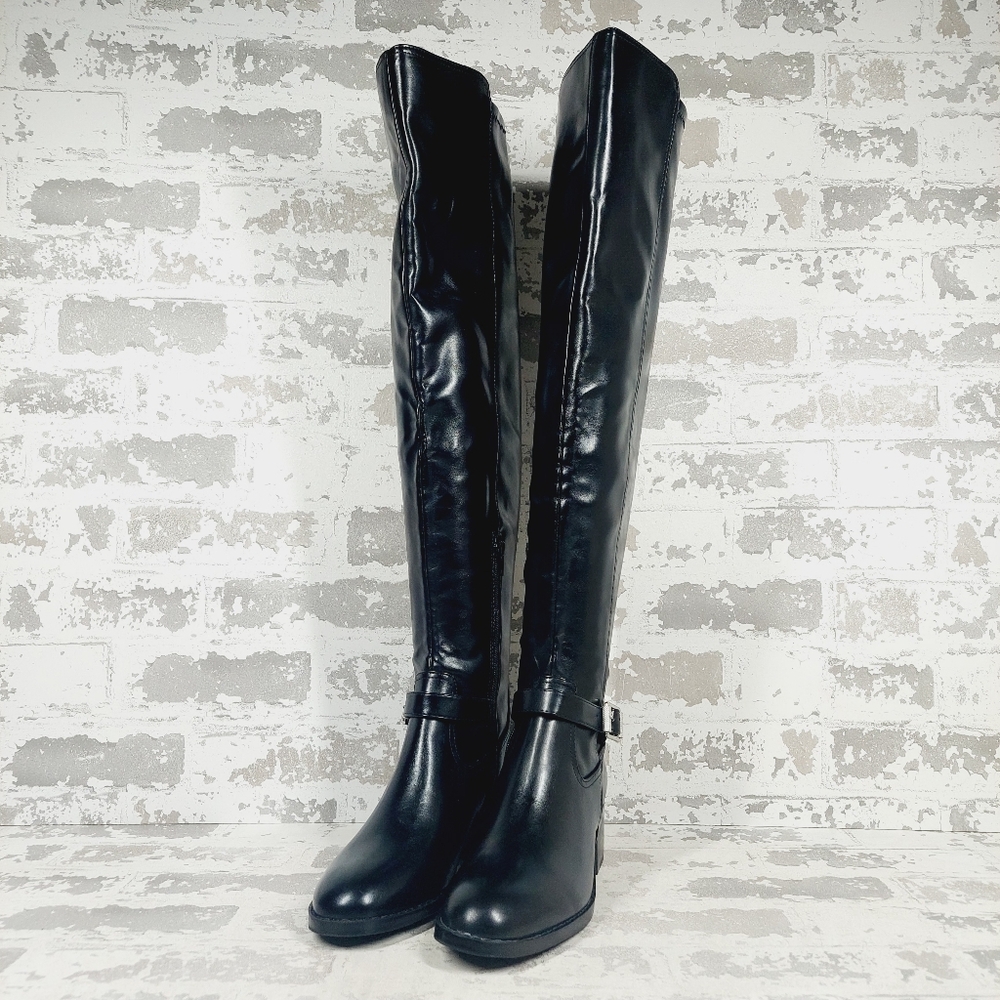 NEW DV by Dolce Vita Elyse Buckle Block Heel Black Over-The-Knee Boot M928 - Picture 2 of 12
